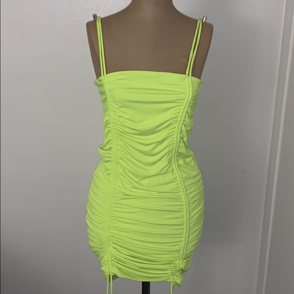 Yellow ruched Dress never worn